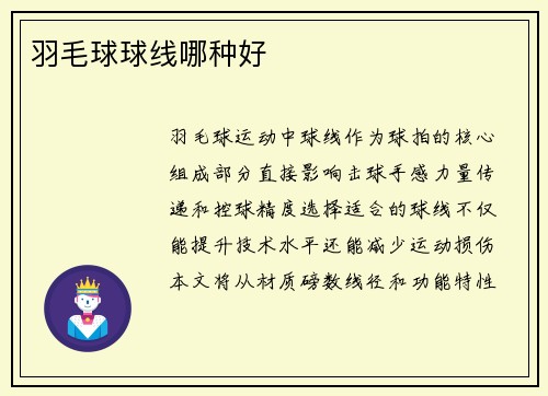 羽毛球球线哪种好
